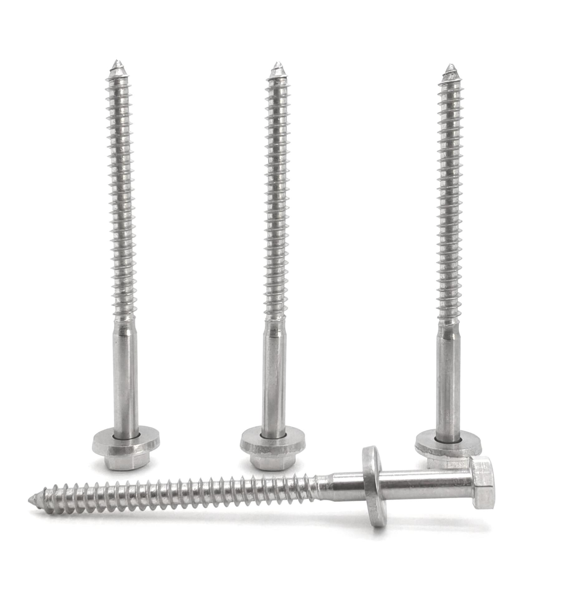 Paidu 304 stainless steel hexagonal self-tapping screw combination screw DIN571 hexagonal wood screw