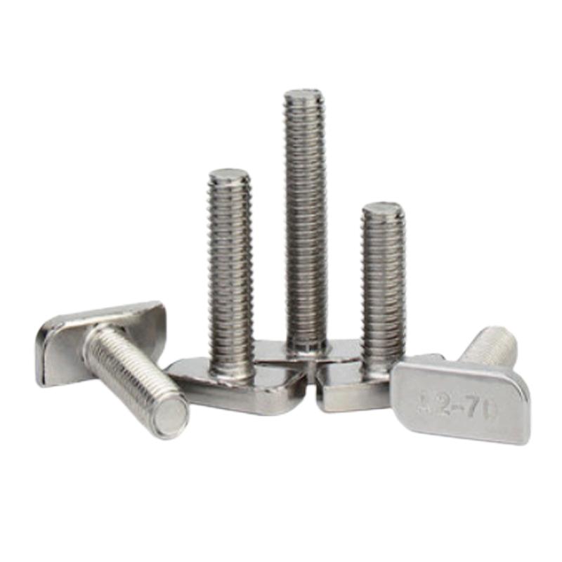 Paidu T-type screws T-type bolts square head screws with teeth for aluminum profile photovoltaic slots M8 304 stainless steel factory direct sales