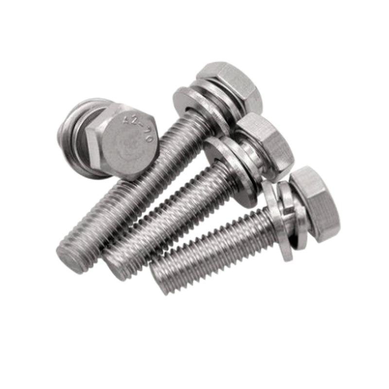 Paidu 304 stainless steel outer hexagonal combination bolt outer hexagonal flat pad spring washer combination bolt combination screw