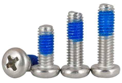 Paidu 304 stainless steel round head dispensing screw anti-loose anti-falling coated blue glue pan head screw glued screw