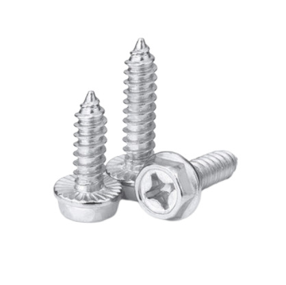 Paidu hexagonal flange self-tapping screw cross groove recess hexagonal self-tapping screw with pad self-tapping wood screw 304 stainless steel