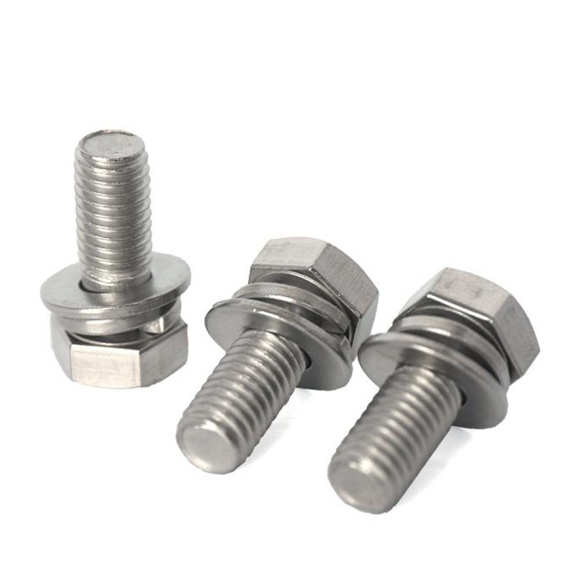 Paidu 304 stainless steel outer hexagonal combination bolt outer hexagonal flat pad spring washer combination bolt combination screw
