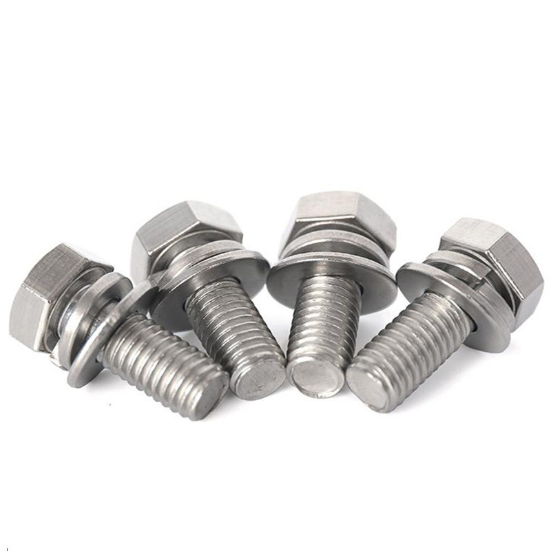 Paidu 304 stainless steel outer hexagonal combination bolt outer hexagonal flat pad spring washer combination bolt combination screw