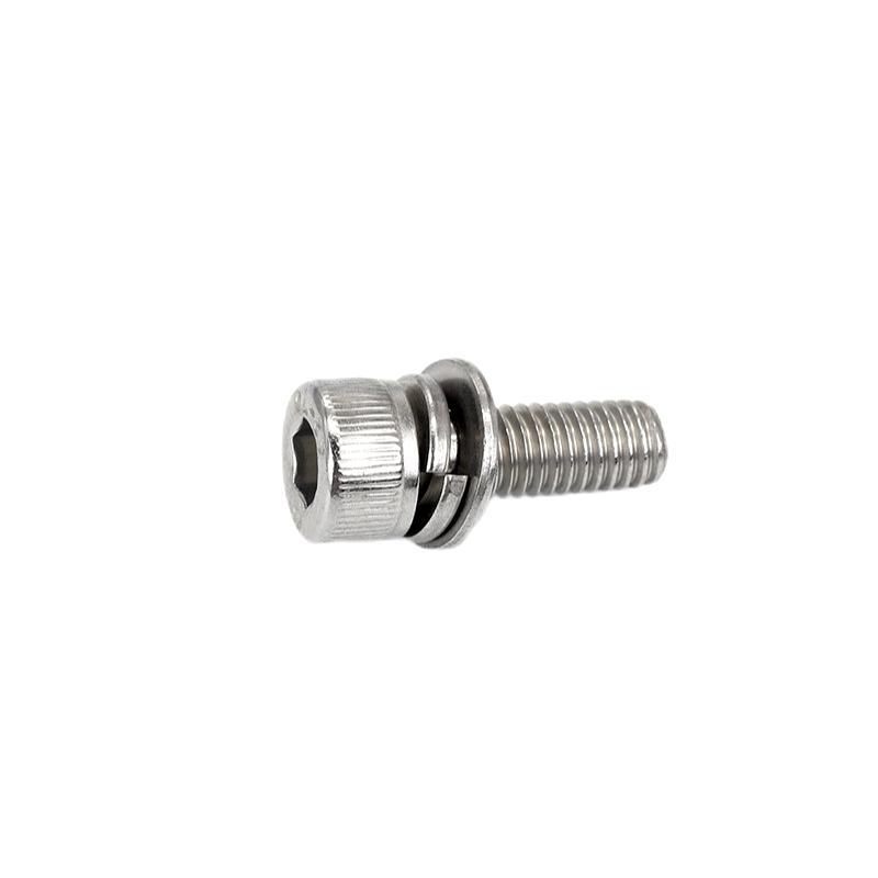 Paidu 304 stainless steel cylindrical head hexagon socket combination screw flat spring pad combination screw hexagon socket combination screw