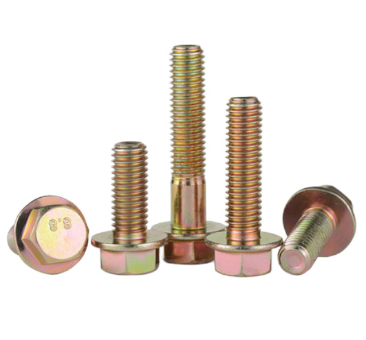 Paidu hexagonal head flange bolt flat brain auto parts screw color zinc increase series 8.8 grade GB5789