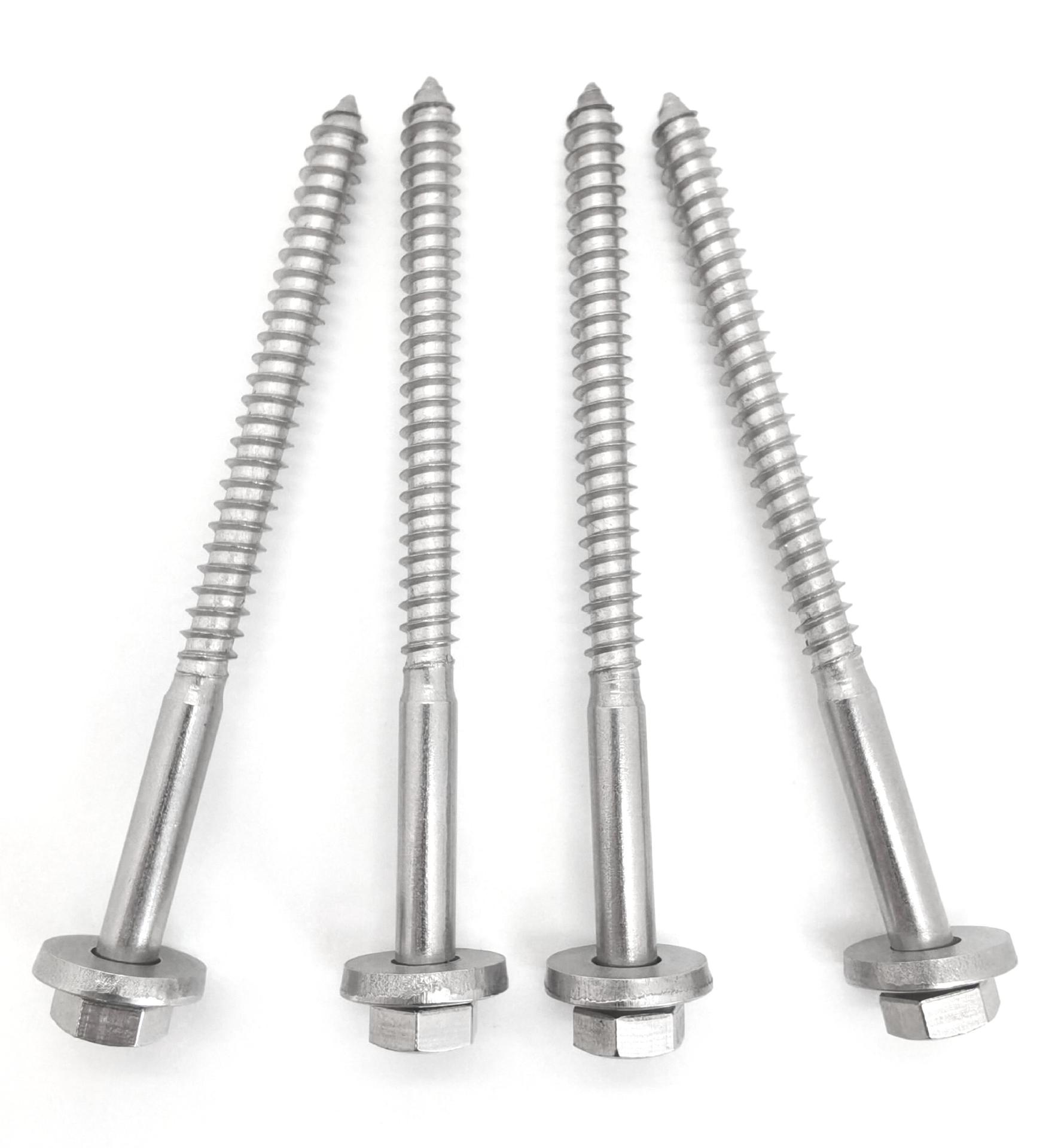Paidu 304 stainless steel hexagonal self-tapping screw combination screw DIN571 hexagonal wood screw