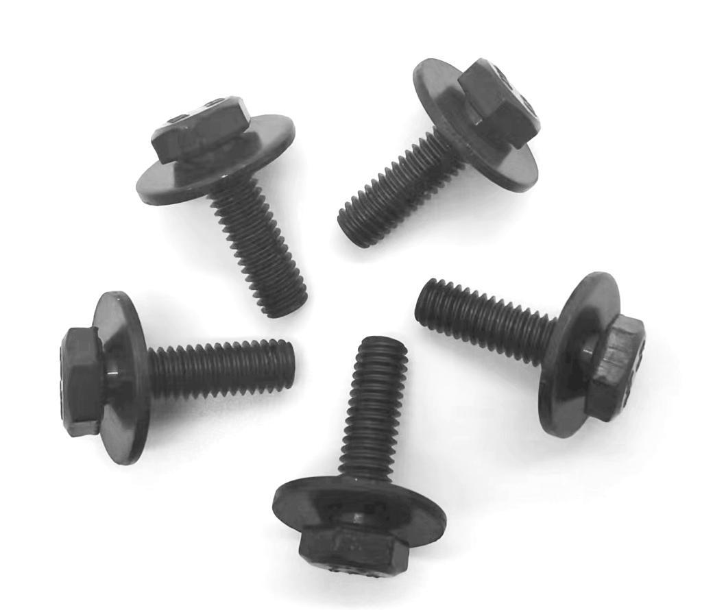 Paidu outer hexagon two combination screw flat washer combination bolt black zinc-nickel alloy grade 8.8 factory direct sales