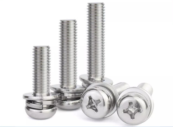 Paidu 304 stainless steel cross recessed pan head three combination screw flat elastic pad combination GB9074.4M2M3M4M5M 6M8