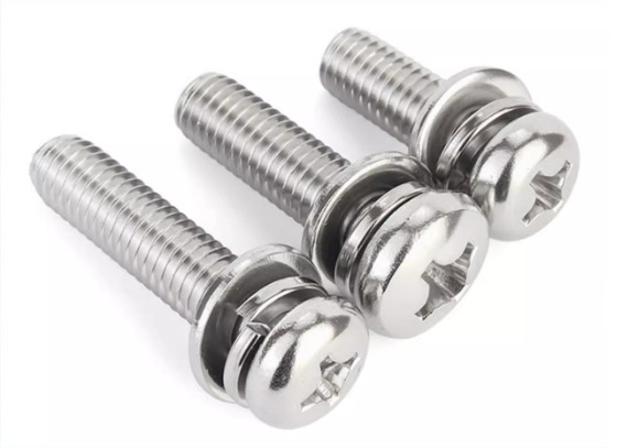 Paidu 304 stainless steel cross recessed pan head three combination screw flat elastic pad combination GB9074.4M2M3M4M5M 6M8