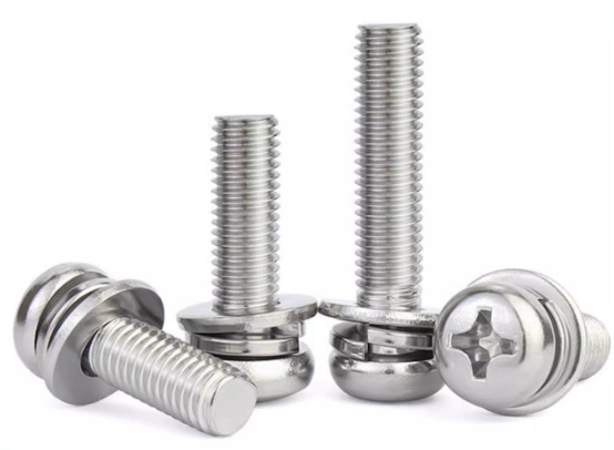 Paidu 304 stainless steel cross recessed pan head three combination screw flat elastic pad combination GB9074.4M2M3M4M5M 6M8