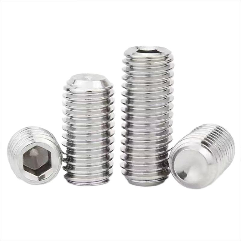 Paidu wholesale 304 stainless steel pointed set screw M2-16 top screw stop taper end hexagonal machine screw GB78