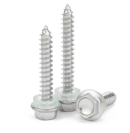 Paidu 304 stainless steel hexagonal self-tapping screw point tail with pad waterproof wood screw American screw flange screw